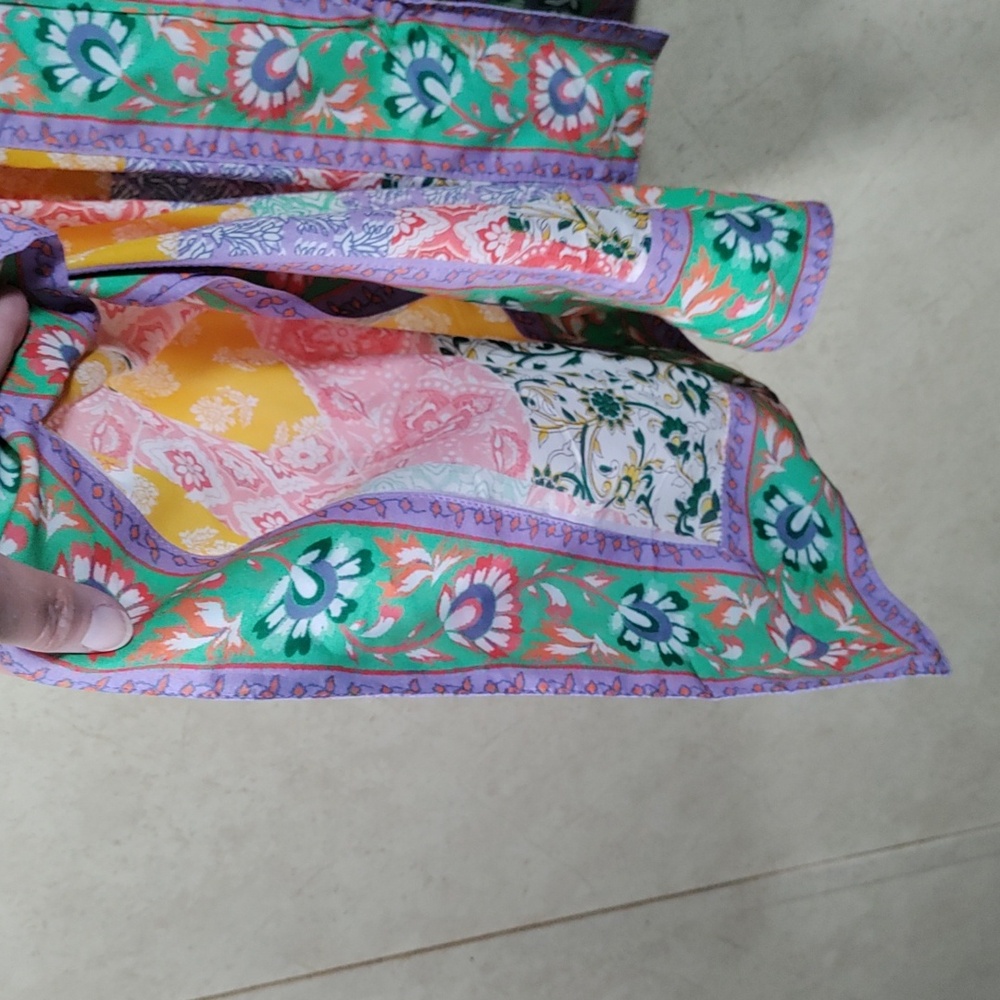 01519 Tolani multi-color patchwork open front jac… - image 5